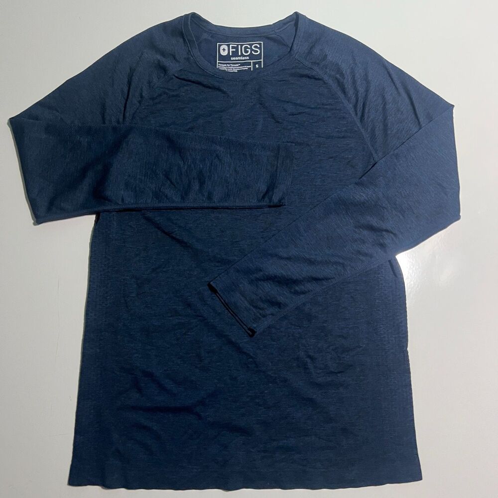 FIGS Shirt Mens S blue Salta Seamless Long Sleeve Nylon Base Layer Underscrub